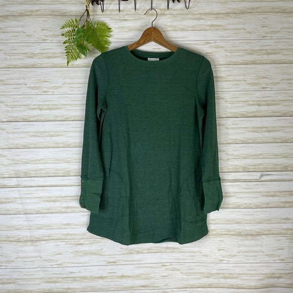 J. Jill Green Waffle Knit Long Sleeve Top - Picture 2 of 6